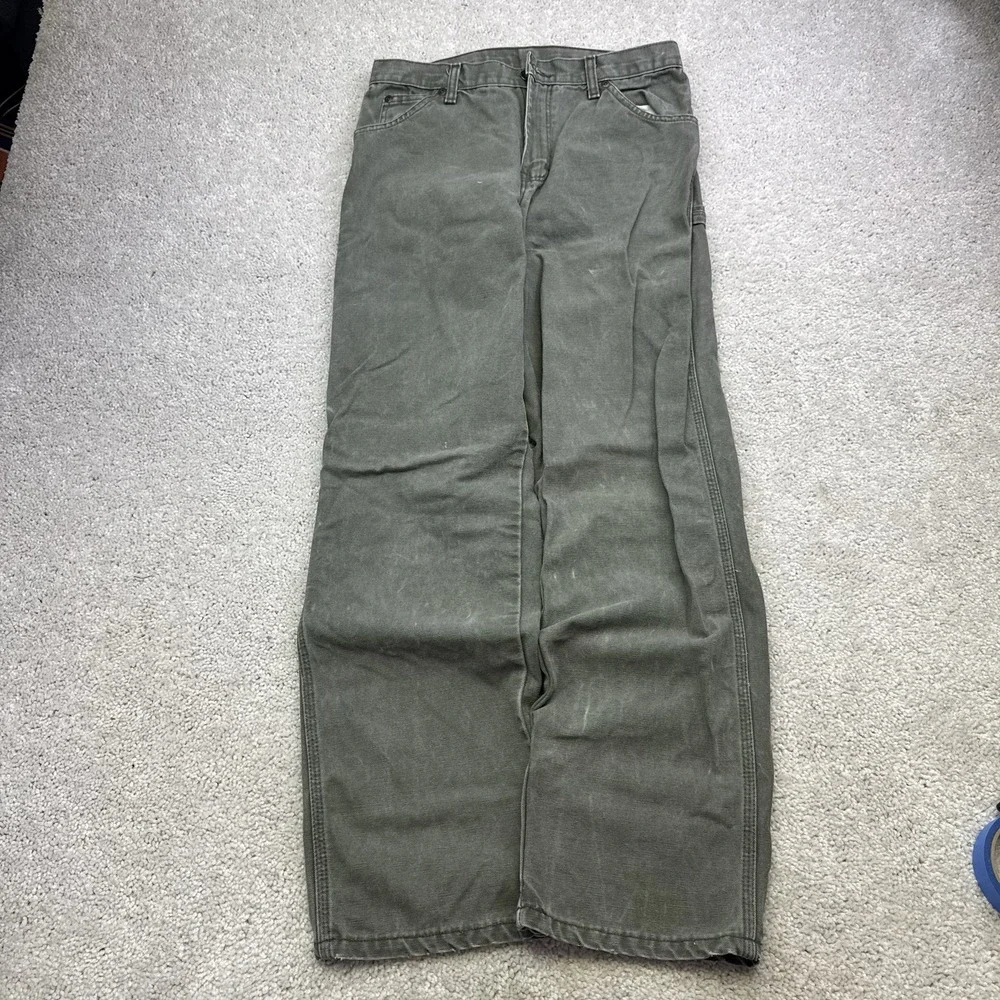 Y2K Distressed Dickies Carpenter Pants Green Size 30x31 Workwear Grunge Skater